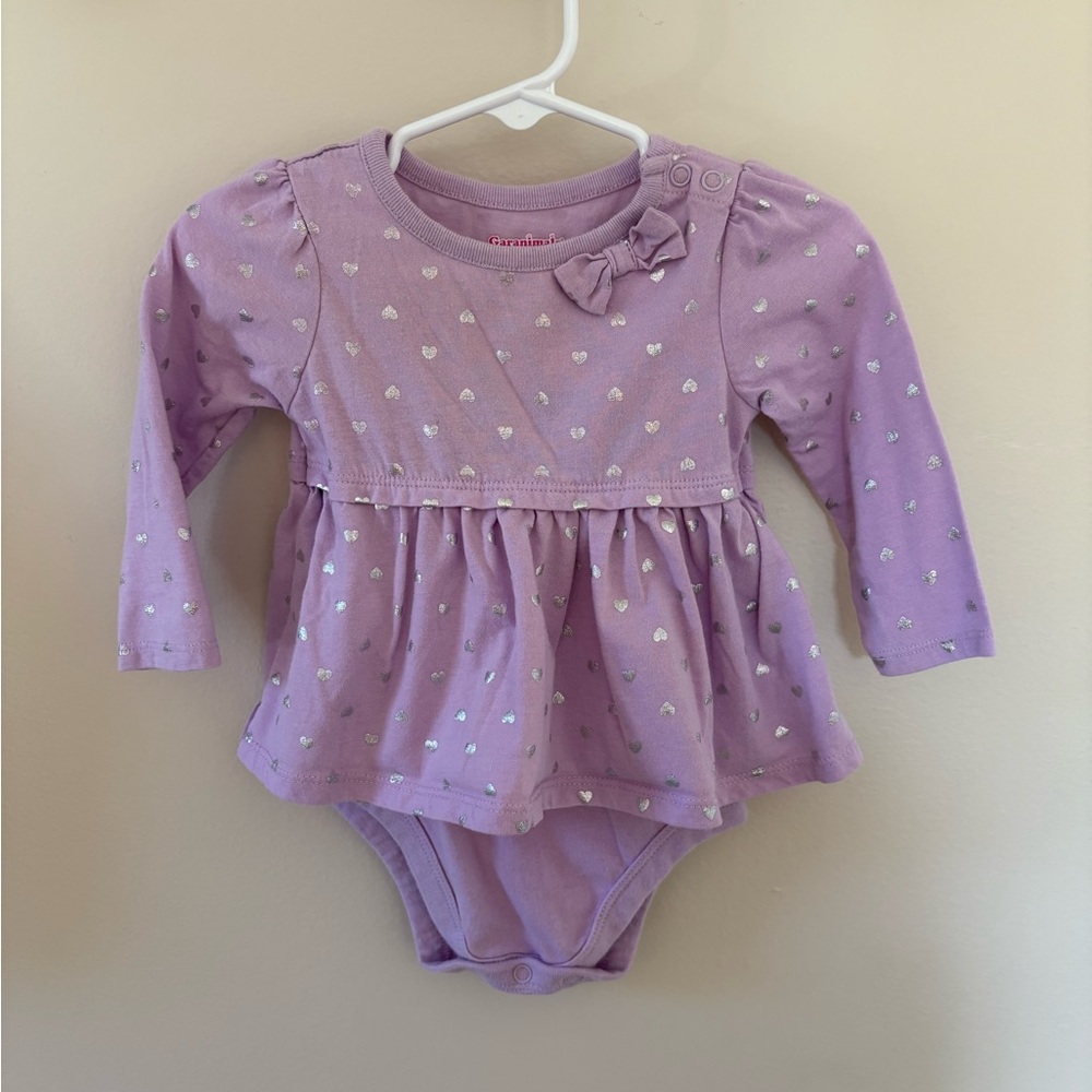 Garanimals Purple Long Sleeve Baby Top with Silver Hearts